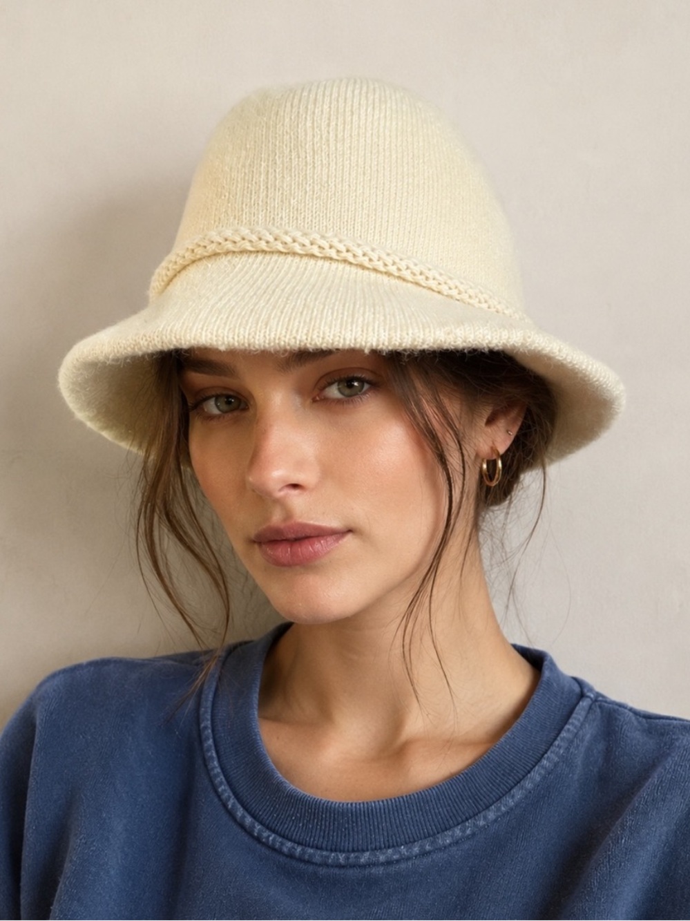 Vintage Cream Everitt Cream Knit Bucket Hat